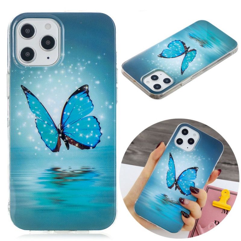 Hülle iPhone 12 Pro Max Fluoreszierender Blauer Schmetterling