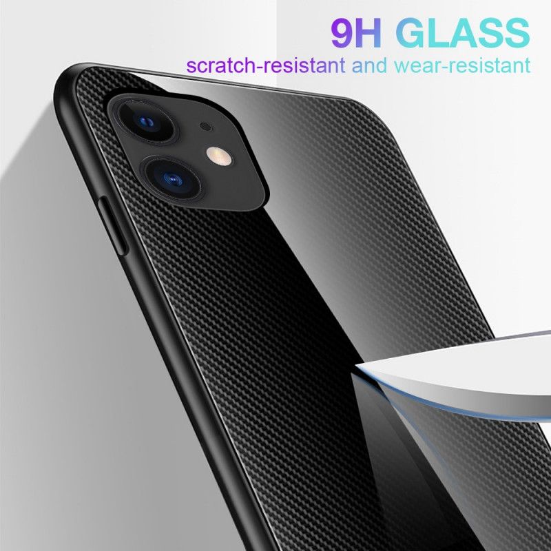 Hülle iPhone 12 Pro Max Schwarz Handyhülle Klassisches Gehärtetes Kohlefaserglas