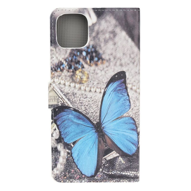 Lederhüllen iPhone 12 Pro Max Blauer Schmetterling