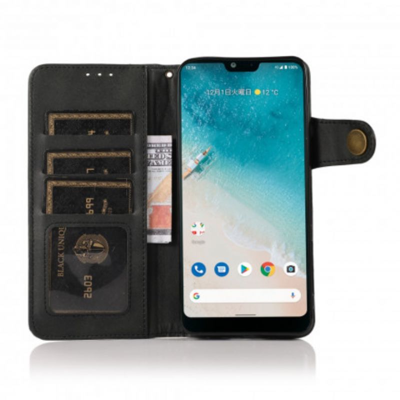 Lederhüllen Oppo A54 5g / A74 5g Handyhülle Kunstlederknopf Khazneh