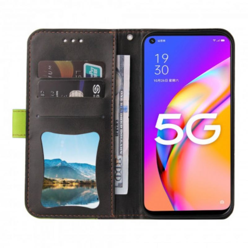 Lederhüllen Oppo A54 5g / A74 5g Handyhülle Zweifarbiges Kunstleder