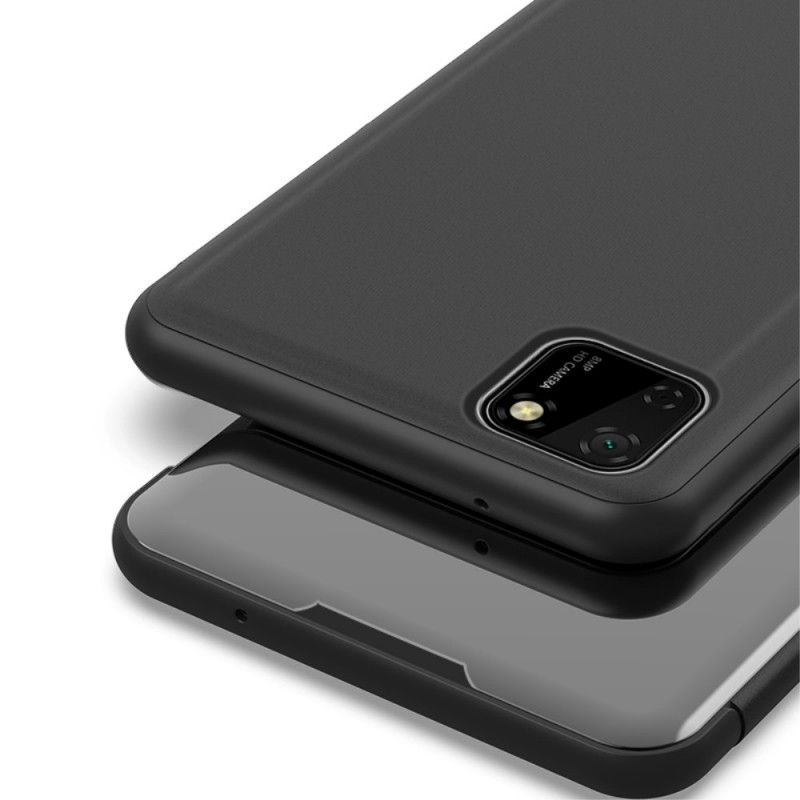 Ansichtsabdeckung Huawei Y5p Schwarz Spiegel Und Kunstleder