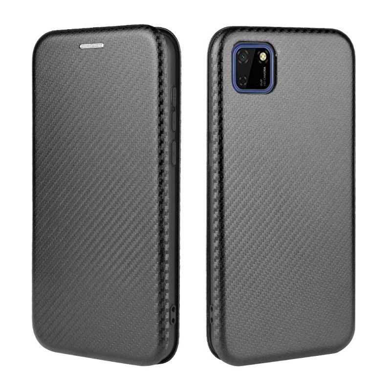 Flip Case Huawei Y5p Schwarz Kohlefaser