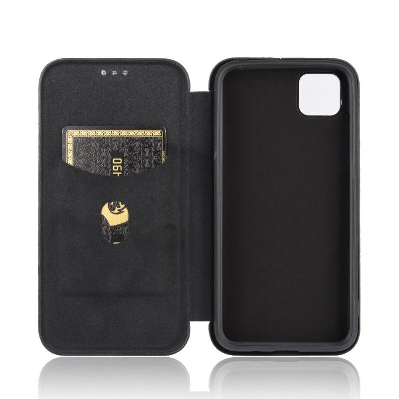 Flip Case Huawei Y5p Schwarz Kohlefaser