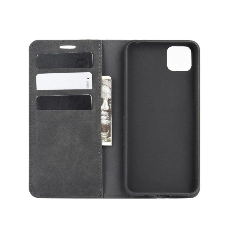 Flip Case Huawei Y5p Schwarz Weicher Ledereffekt