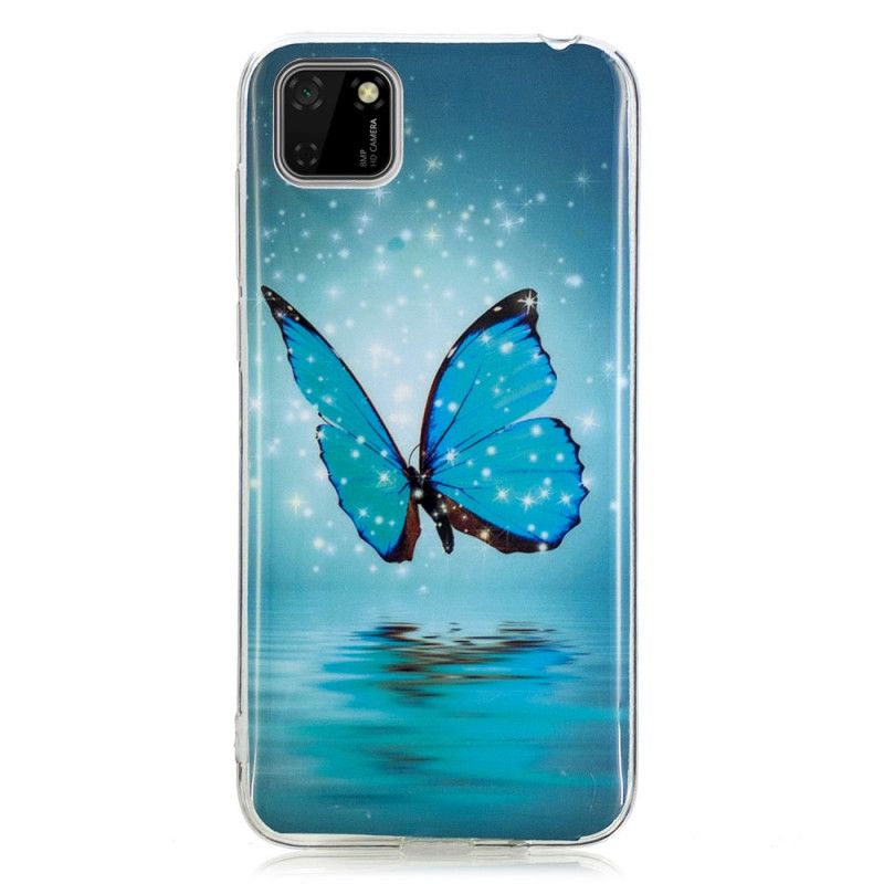 Hülle Huawei Y5p Fluoreszierender Blauer Schmetterling