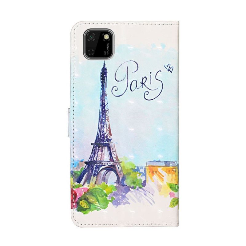 Lederhüllen Für Huawei Y5p Eiffelturm In Aquarell