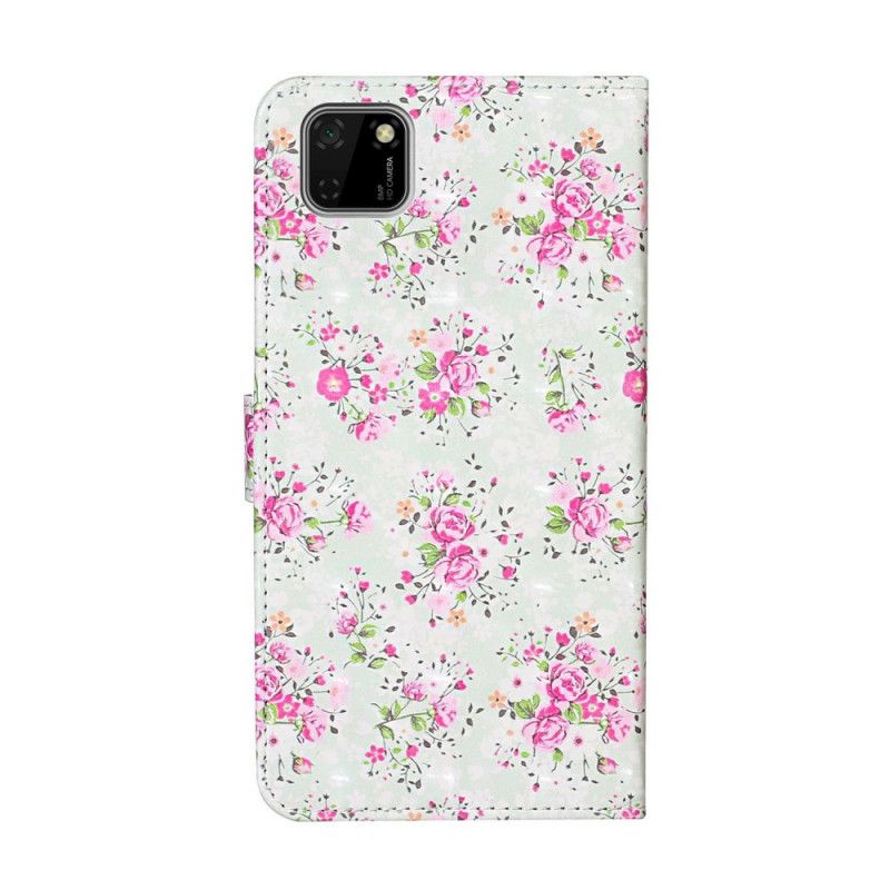 Lederhüllen Huawei Y5p Freiheit Design Blumen