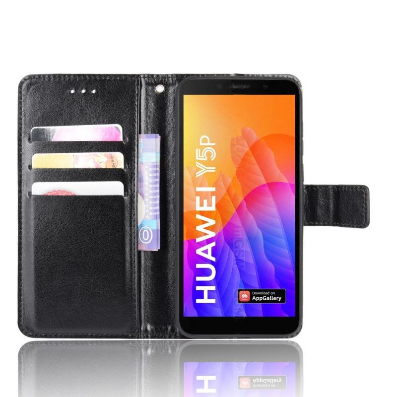 Lederhüllen Huawei Y5p Schwarz Auffälliges Kunstleder