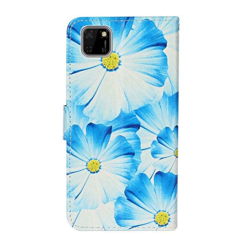 Lederhüllen Huawei Y5p Schwarz Unzählige Blumen