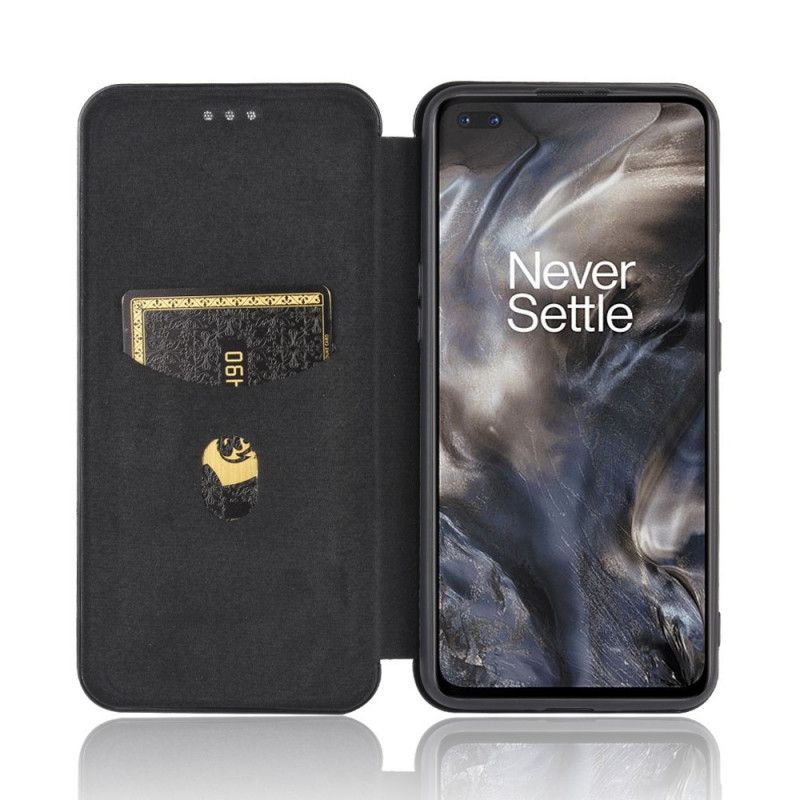 Flip Case OnePlus Nord Schwarz Gefärbtes Kohlenstoffsilikon