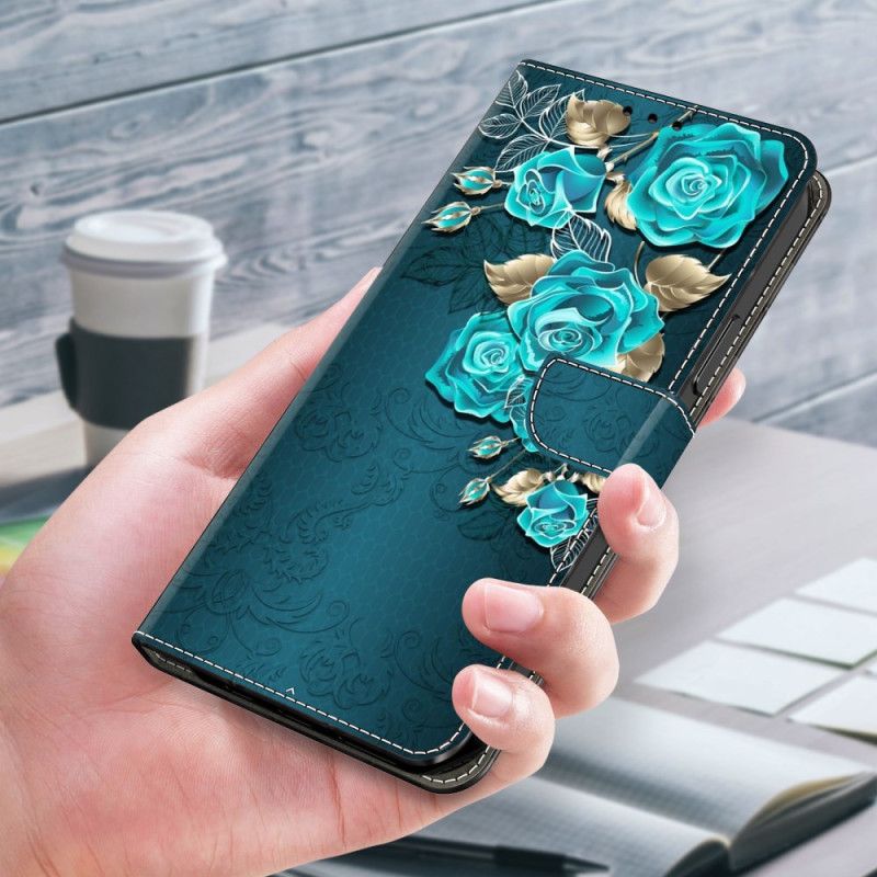 Lederhüllen Samsung Galaxy S24 Plus 5g Blaue Rosen