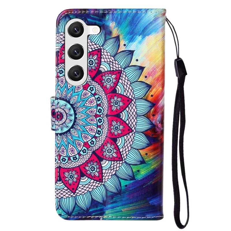 Lederhüllen Samsung Galaxy S24 Plus 5g Handyhülle Mandala-blume Mit Riemen