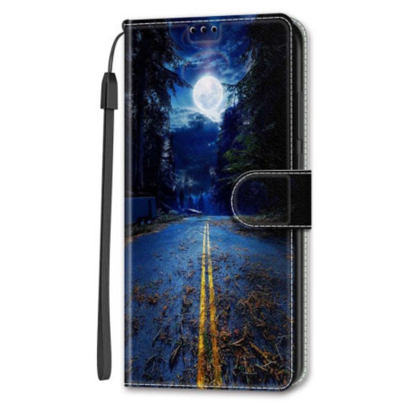 Lederhüllen Samsung Galaxy S24 Plus 5g Night Road Und Moon Strap