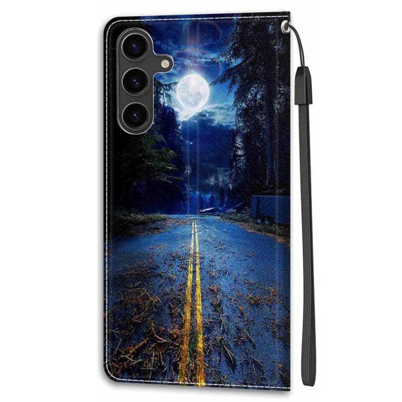 Lederhüllen Samsung Galaxy S24 Plus 5g Night Road Und Moon Strap