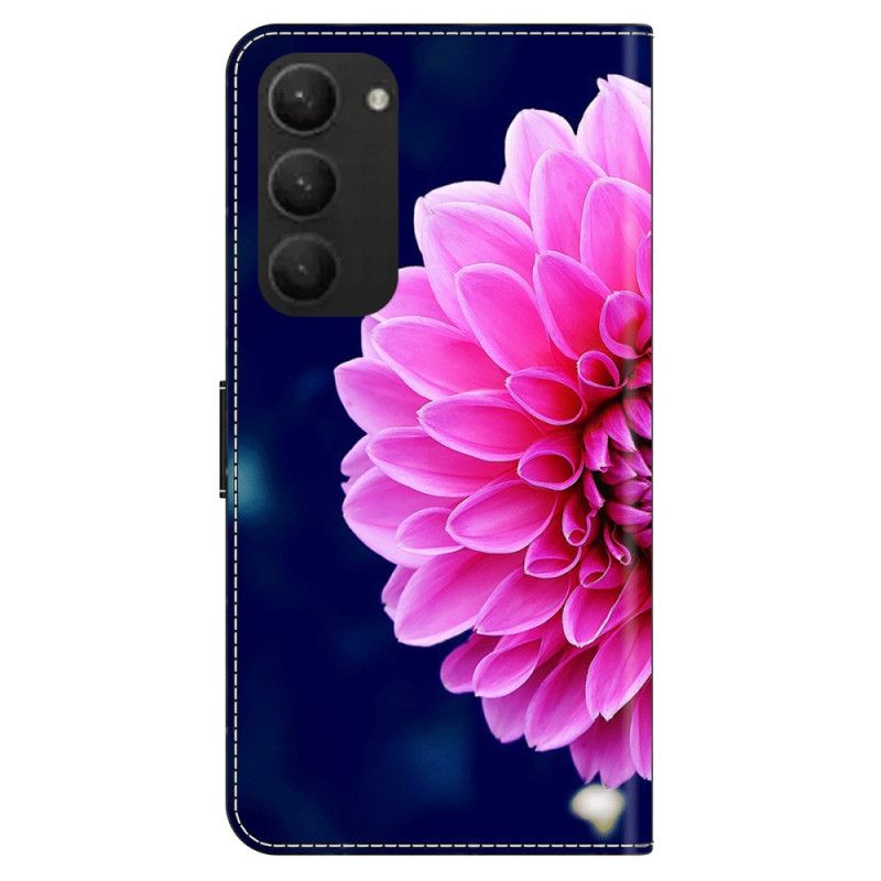 Lederhüllen Samsung Galaxy S24 Plus 5g Rosa Blumen Auf Blauem Hintergrund