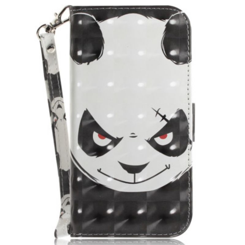 Lederhüllen Samsung Galaxy S24 Plus 5g Wütender Panda Mit Riemen