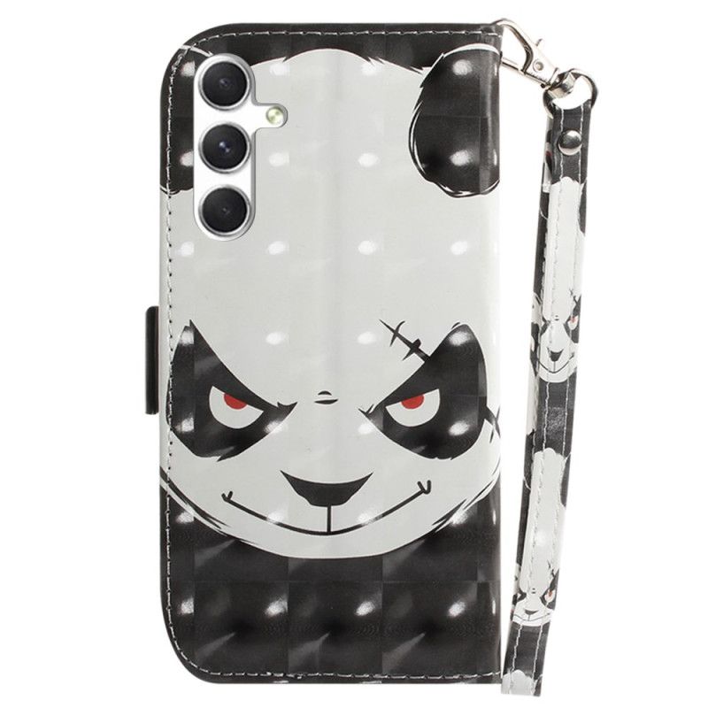 Lederhüllen Samsung Galaxy S24 Plus 5g Wütender Panda Mit Riemen