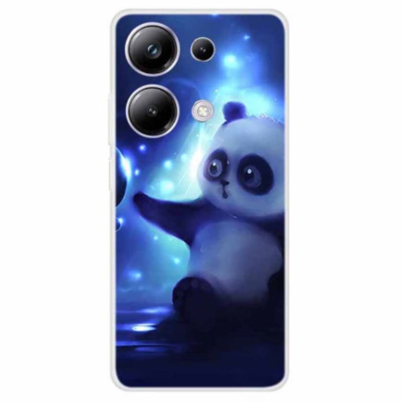 Hülle Für Xiaomi Redmi Note 13 Pro 4g Panda Auf Blauem Hintergrund