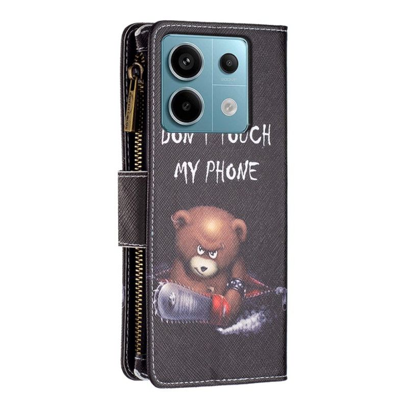 Lederhüllen Für Xiaomi Redmi Note 13 Pro 4g Dangerous Bear Geldbörse Mit Riemen