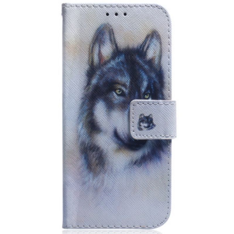 Lederhüllen Xiaomi Redmi Note 13 Pro 4g Aquarell Wolf