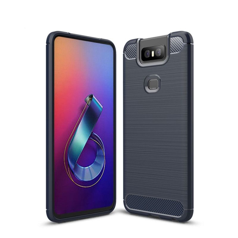 Hülle Asus ZenFone 6 Schwarz Gebürstete Kohlefaser