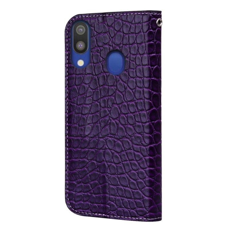 Flip Case Für Samsung Galaxy A40 Schwarz Krokodilleder- Und Glitzereffekt