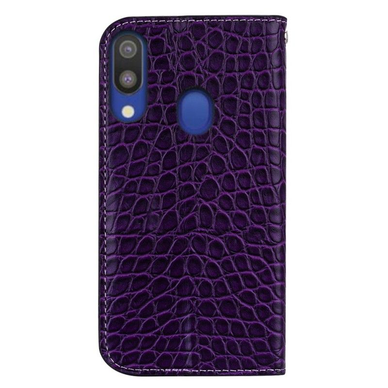 Flip Case Für Samsung Galaxy A40 Schwarz Krokodilleder- Und Glitzereffekt