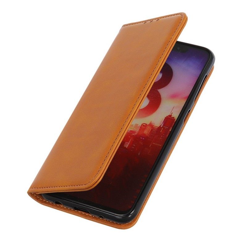 Flip Case Samsung Galaxy A40 Schwarz Gespaltenes Leder