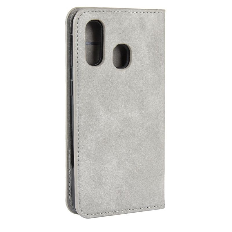 Flip Case Samsung Galaxy A40 Schwarz Handyhülle Weicher Ledereffekt