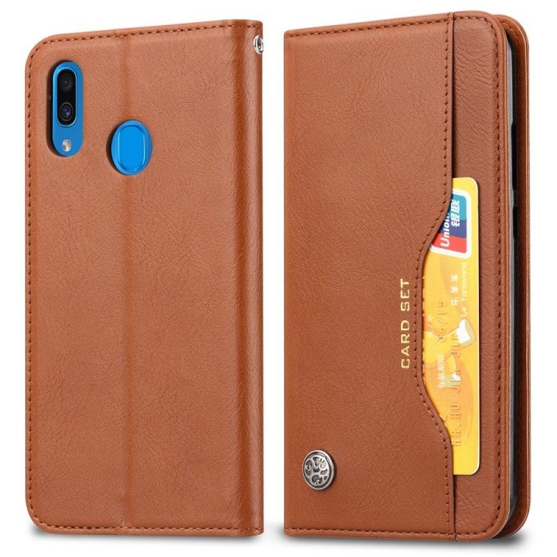 Flip Case Samsung Galaxy A40 Schwarz Kartenhalter Aus Kunstleder