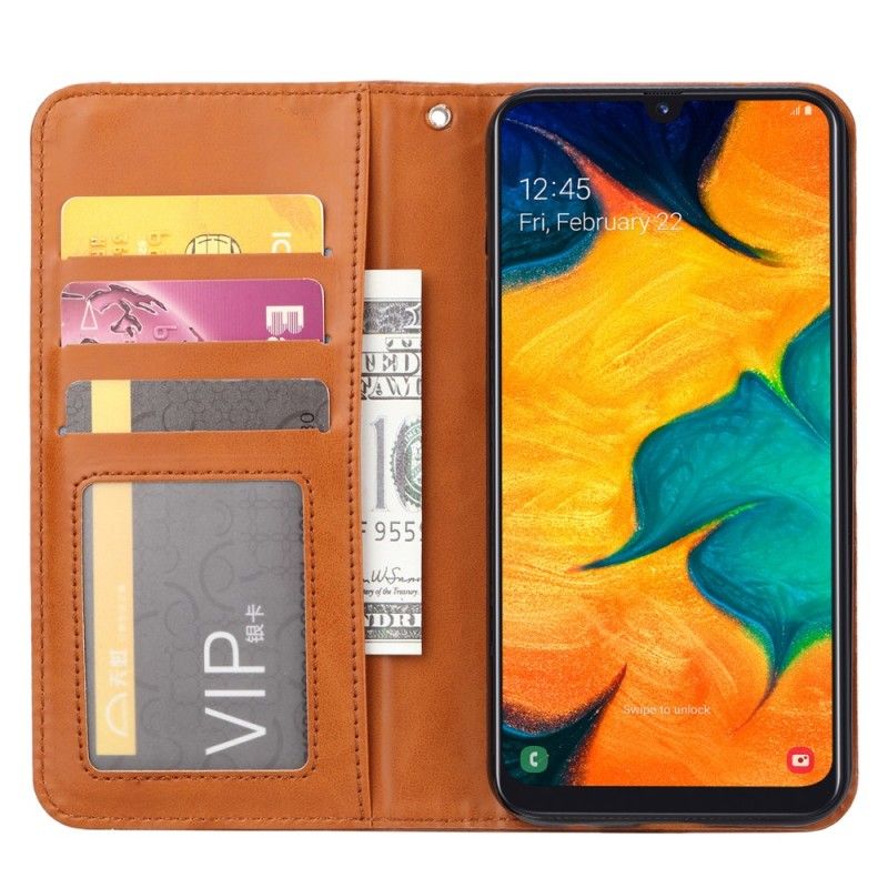 Flip Case Samsung Galaxy A40 Schwarz Kartenhalter Aus Kunstleder