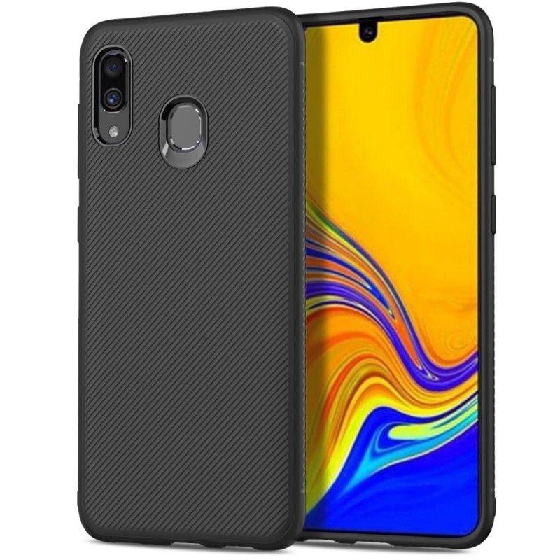 Hülle Für Samsung Galaxy A40 Schwarz Kohlefaser-Twill