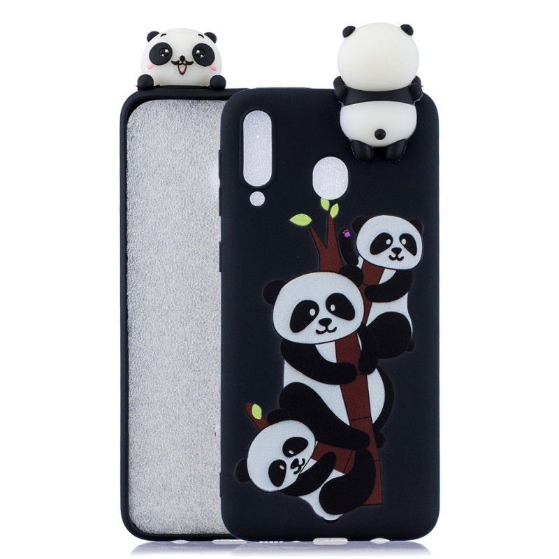 Hülle Samsung Galaxy A40 3D Pandas Auf Bambus