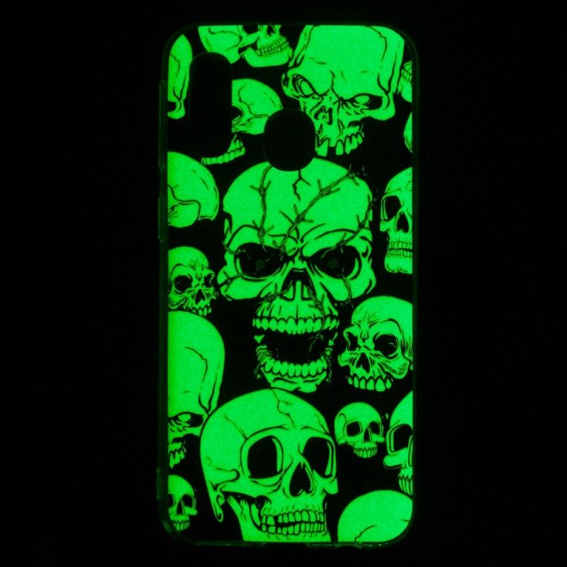 Hülle Samsung Galaxy A40 Aufmerksamkeit Fluoreszierende Schädel