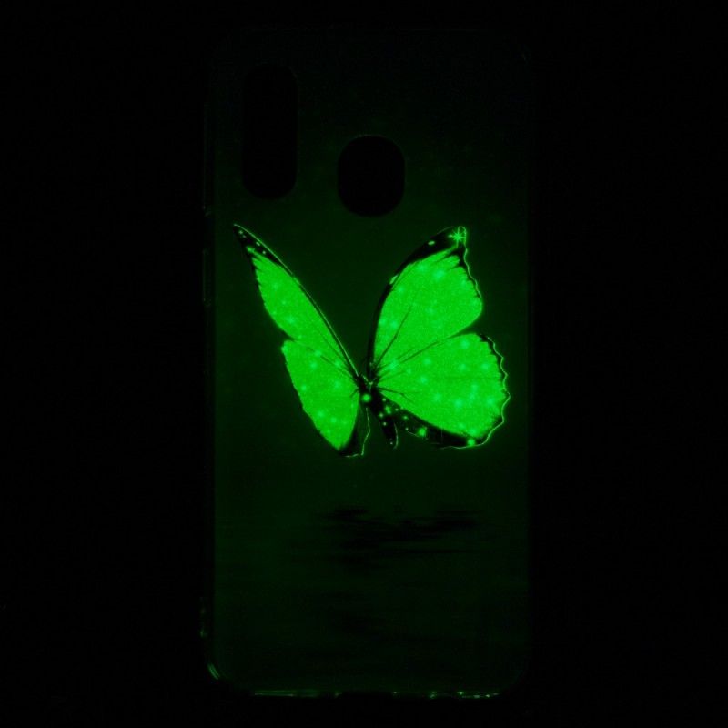 Hülle Samsung Galaxy A40 Fluoreszierender Blauer Schmetterling