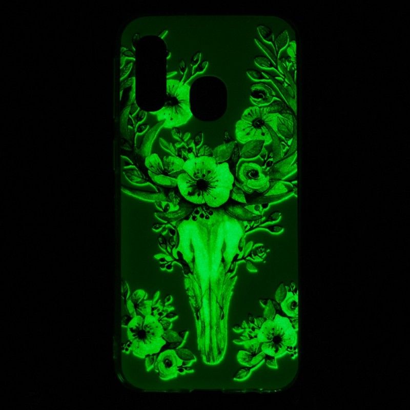 Hülle Samsung Galaxy A40 Fluoreszierender Blühender Elch