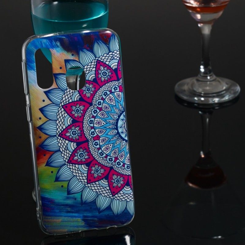 Hülle Samsung Galaxy A40 Fluoreszierendes Farbiges Mandala