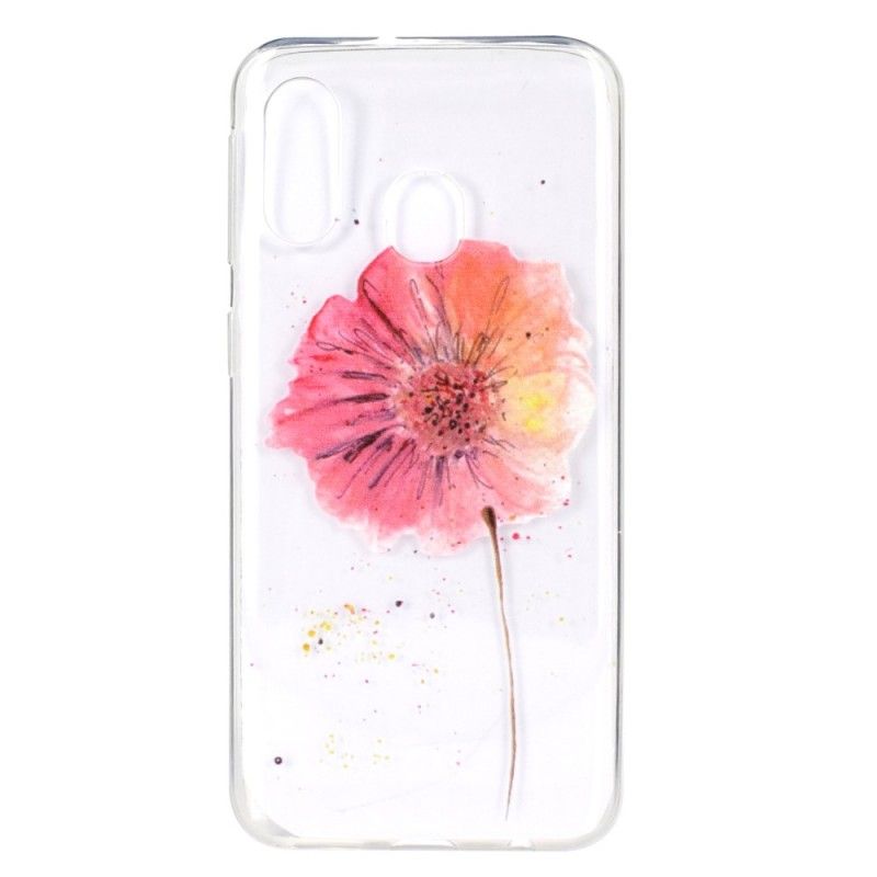 Hülle Samsung Galaxy A40 Handyhülle Transparente Aquarellmohnblume