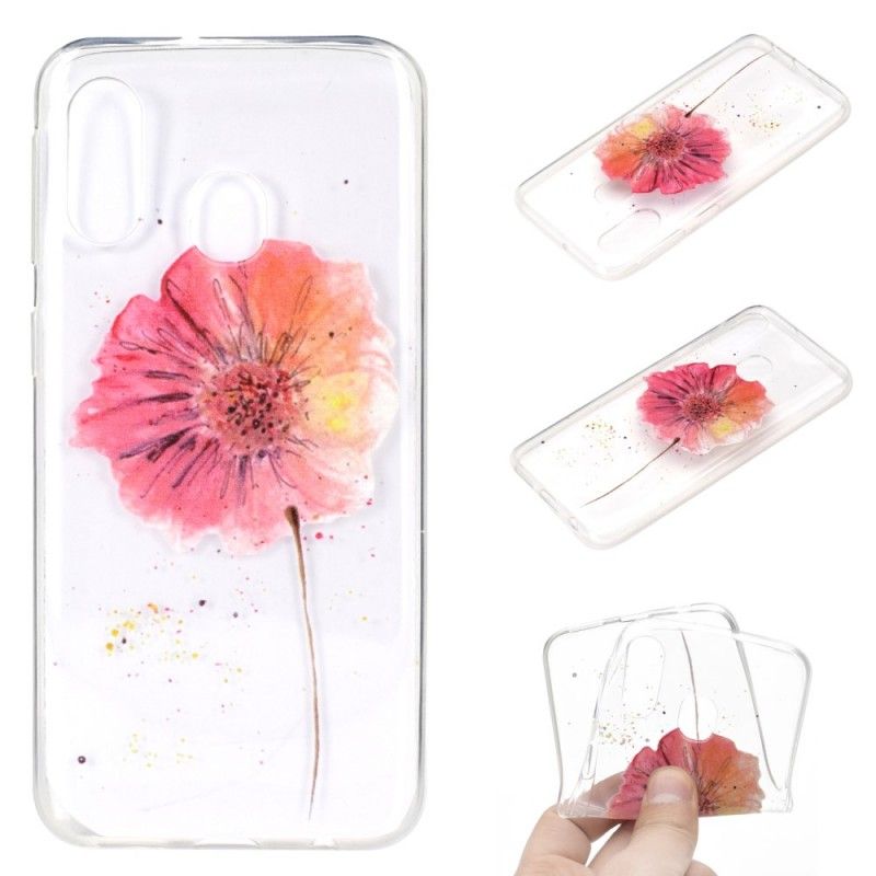 Hülle Samsung Galaxy A40 Handyhülle Transparente Aquarellmohnblume