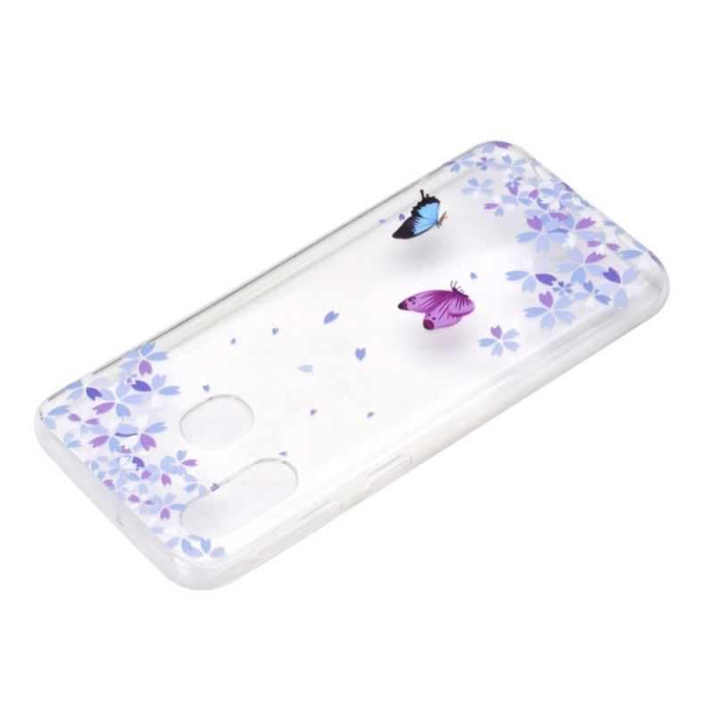 Hülle Samsung Galaxy A40 Handyhülle Transparente Schmetterlinge Und Blumen