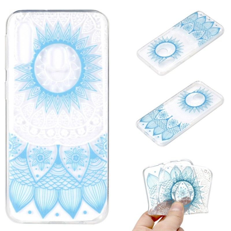 Hülle Samsung Galaxy A40 Hellblau Transparentes Buntes Mandala