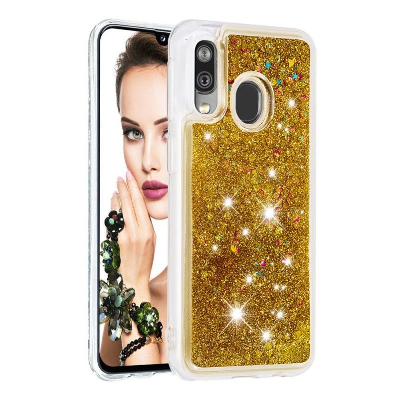 Hülle Samsung Galaxy A40 Pink Glitzerpulver