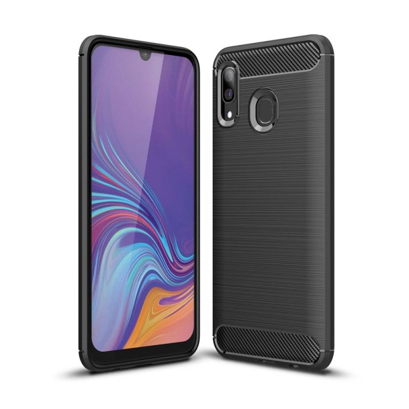 Hülle Samsung Galaxy A40 Schwarz Handyhülle Gebürstete Kohlefaser