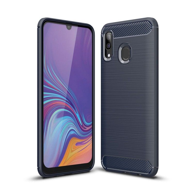 Hülle Samsung Galaxy A40 Schwarz Handyhülle Gebürstete Kohlefaser