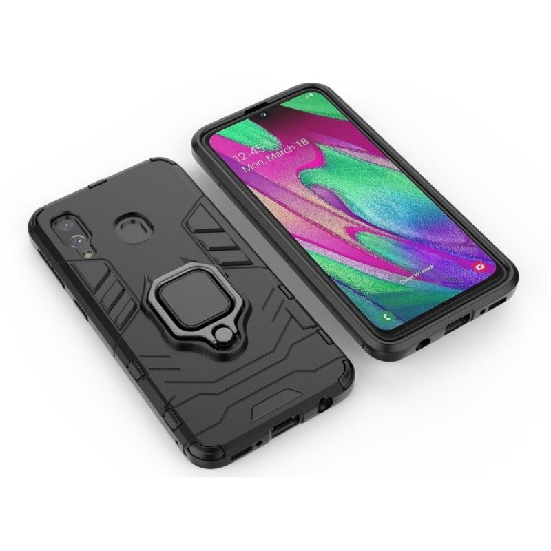 Hülle Samsung Galaxy A40 Schwarz Widerstandsfähiger Ring