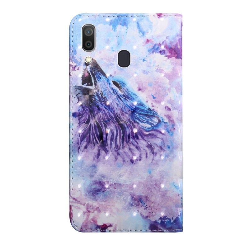 Lederhüllen Samsung Galaxy A40 Aquarellwolf