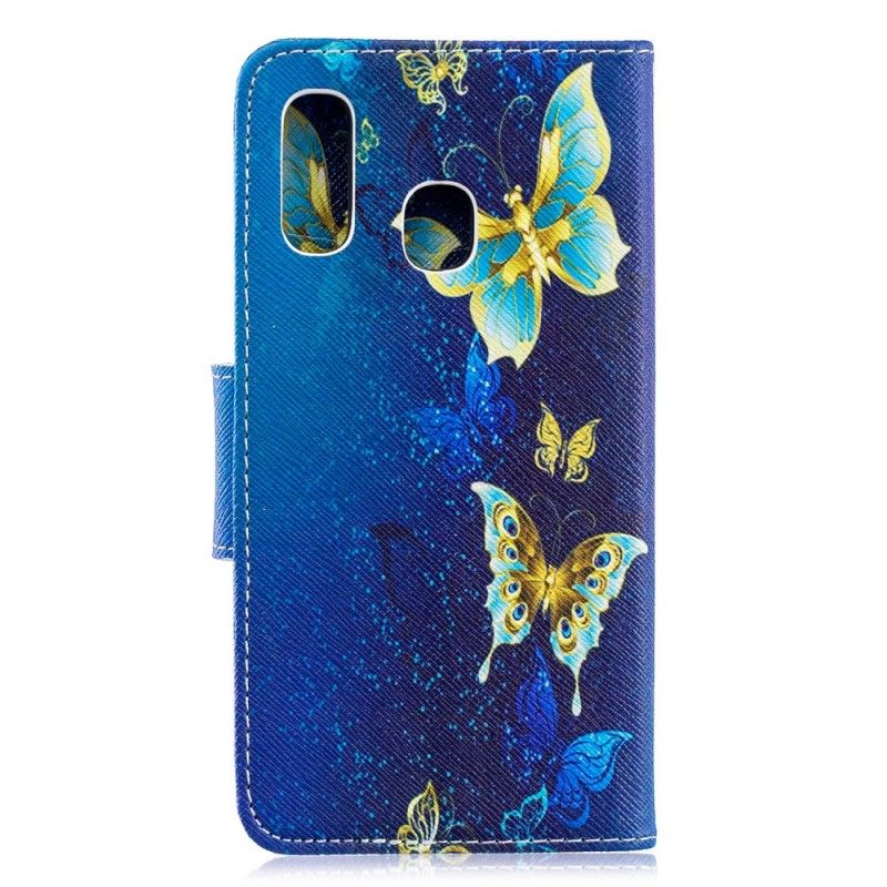 Lederhüllen Samsung Galaxy A40 Goldene Schmetterlinge