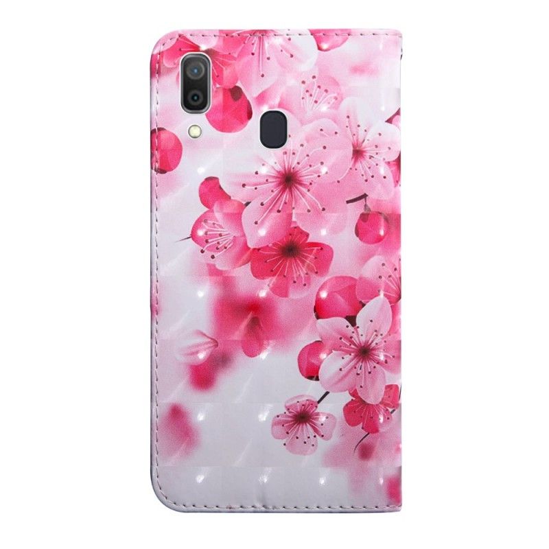 Lederhüllen Samsung Galaxy A40 Handyhülle Rosa Blüten