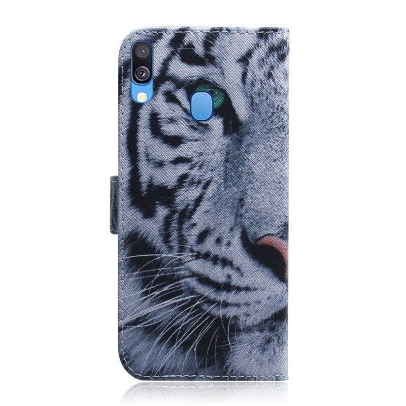 Lederhüllen Samsung Galaxy A40 Handyhülle Tigergesicht